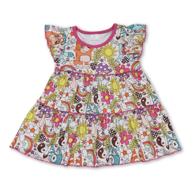 RTS Sibling Flutter sleeves rainbow baby girls shirt