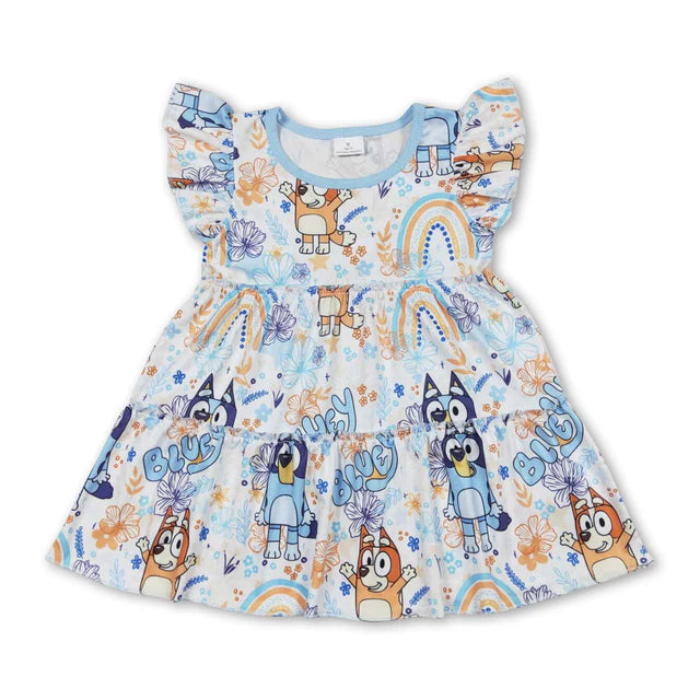 RTS Sibling Flutter sleeves rainbow baby girls shirt