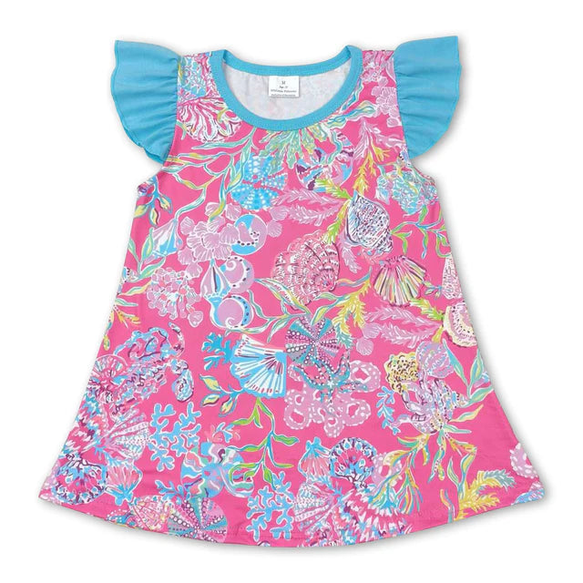 RTS Sibling Flutter sleeves green pink watercolor girls shirt