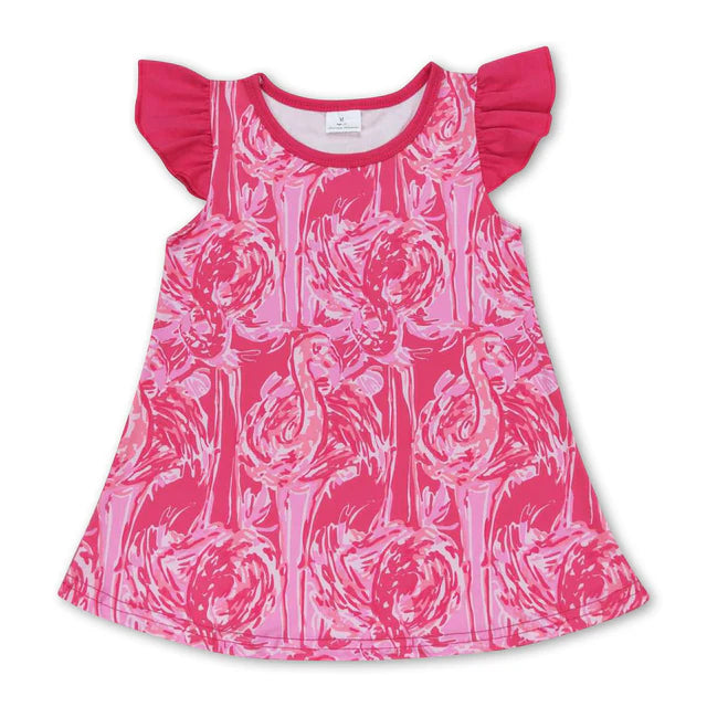 RTS Sibling Flutter sleeves green pink watercolor girls shirt