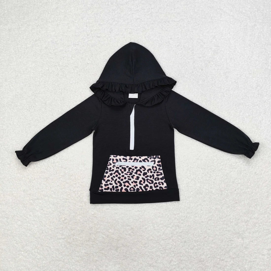 10.3 RTS Sibling Baby Girls Ruffle Hooded Fall Pocket Pullovers Tops