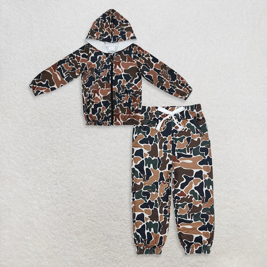 9.26 RTS NO MOQ （In stock）GT0635 + P0650 Baby Girls Camo Hooded Long Sleeve Zip Jackets Tops Southern Bottoms Pants