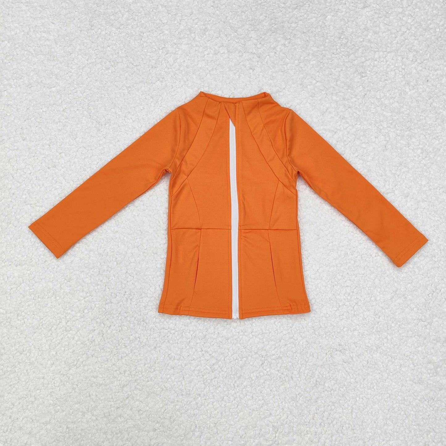 GT0825  Orange long sleeves pockets zipper girls yoga top
