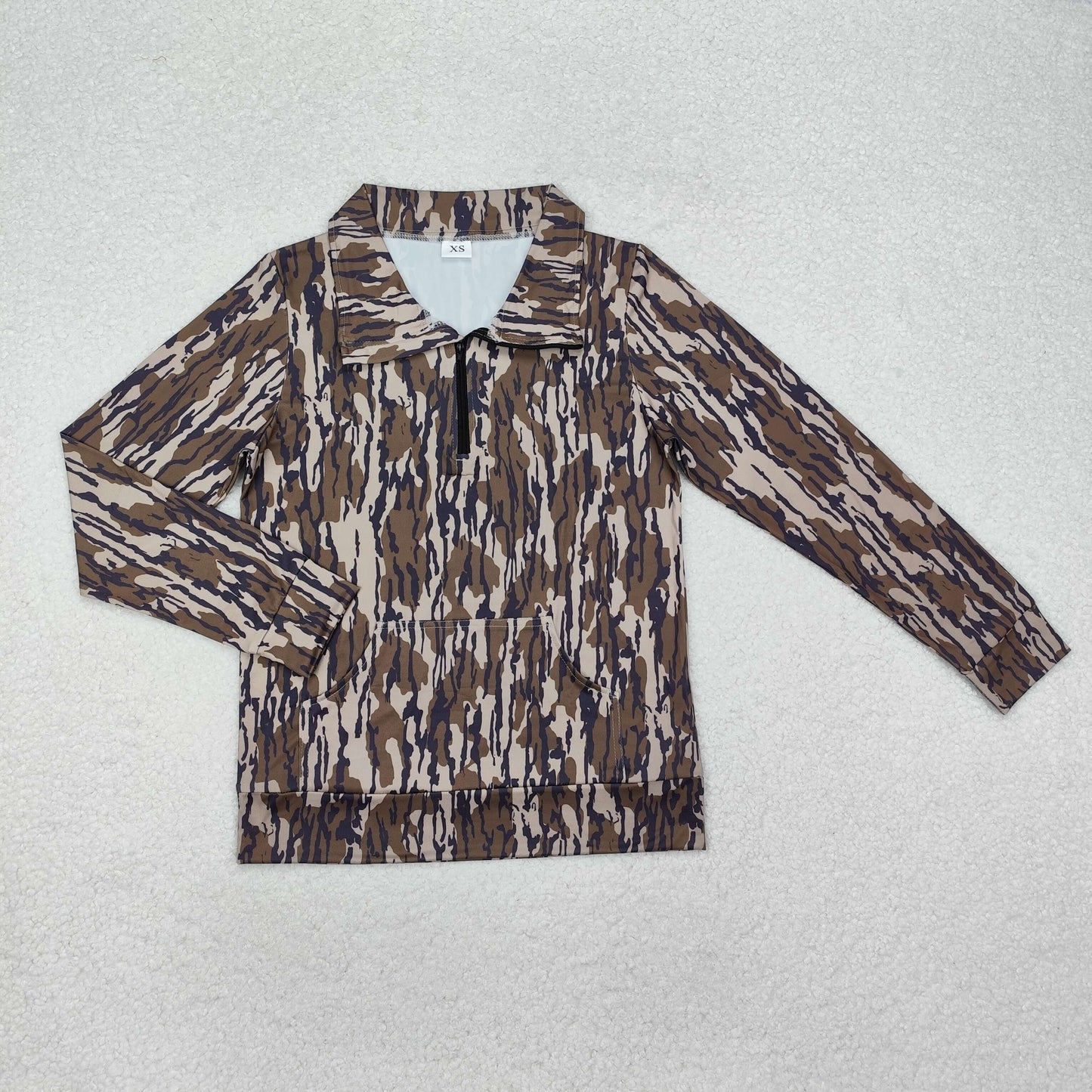 RTS GT0826 Adult Women Bottomland Camo Long Sleeve Tee Shirts Zip Pullovers Tops