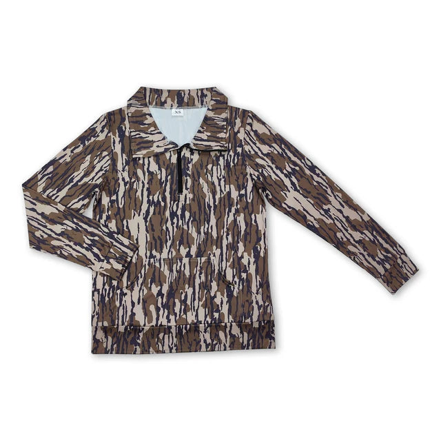 USA Warehouse (IN STOCK) Adult Women Camouflage Long Sleeve Tee Shirts Zip Pullovers Tops