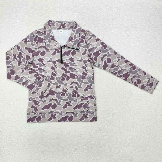 USA Shop (in stock)GT0827 Camo long sleeves pocket adult women zipper pullover