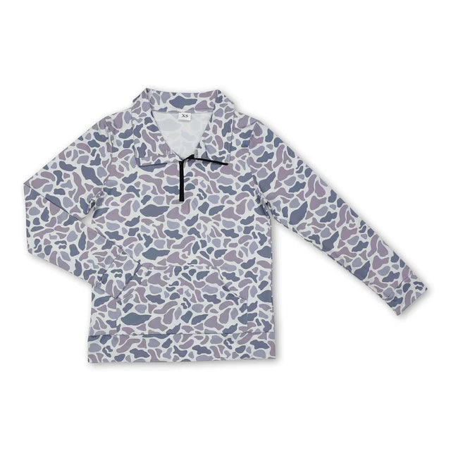 USA Warehouse (IN STOCK) Adult Women Camouflage Long Sleeve Tee Shirts Zip Pullovers Tops