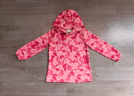 GT0866 Sample No Moq milk silk Baby Girls Pink Camo Hooded Long Sleeve Tee Shirts Tops