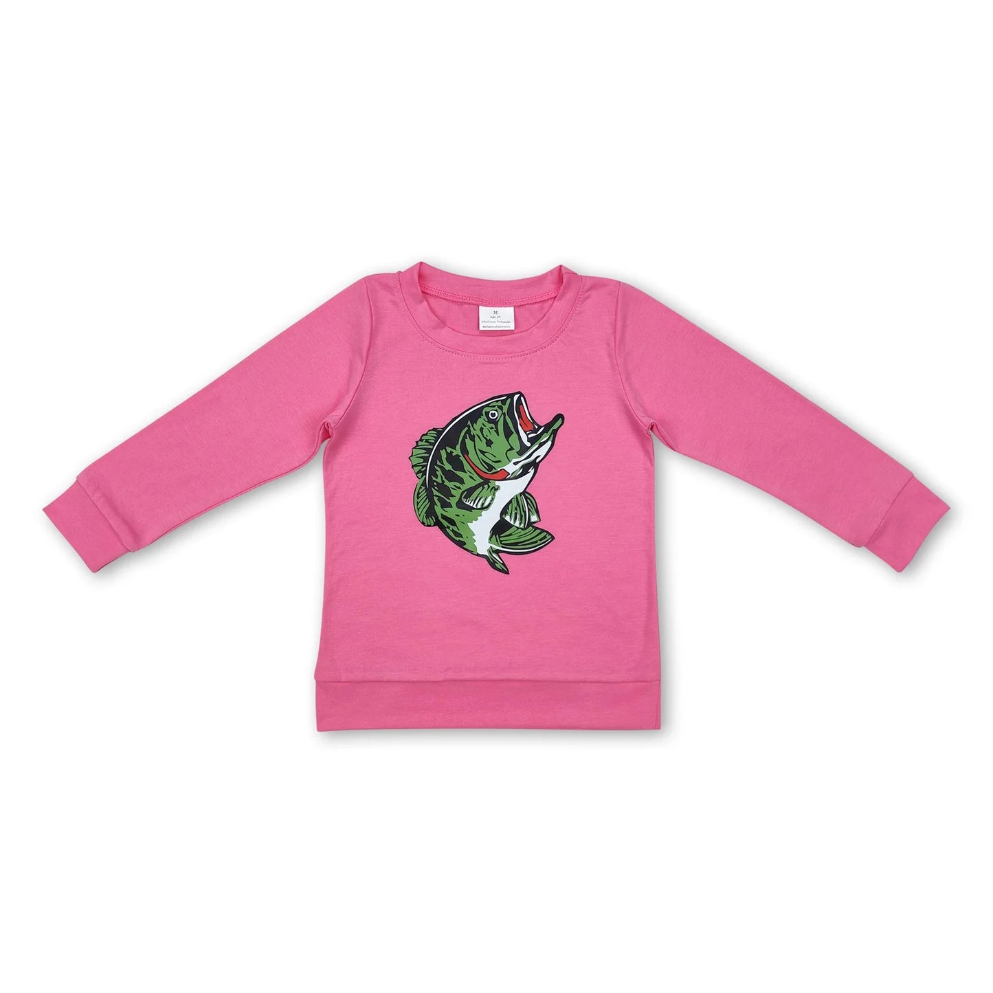 9.30 RTS Sibling Baby Kids Black Pink Offset Fishing Long Sleeves Tee Shirts Tops