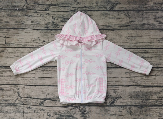 GT0873 Baby Girls Pink Bows Hooded Top Zip Tops Preorder