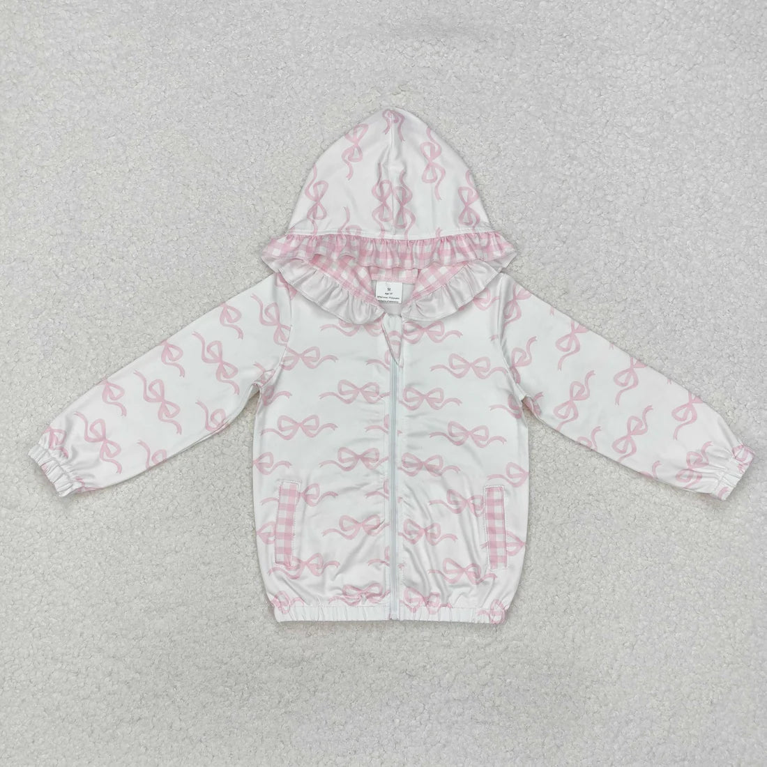 11.28 RST Sibling Baby Girls Bows Long Sleeves Zipping Hoodies Top