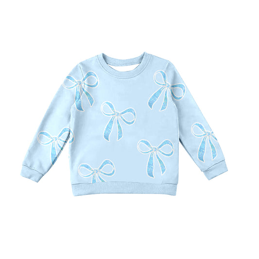 Adult Women Blue Bows Long Sleeve Tee Shirts Tops Preorder GT0879