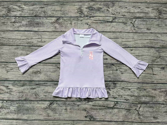 GT0887 Baby Girls Lavender Dance Shoes Long Sleeve Zip Pullovers Tops Preorder