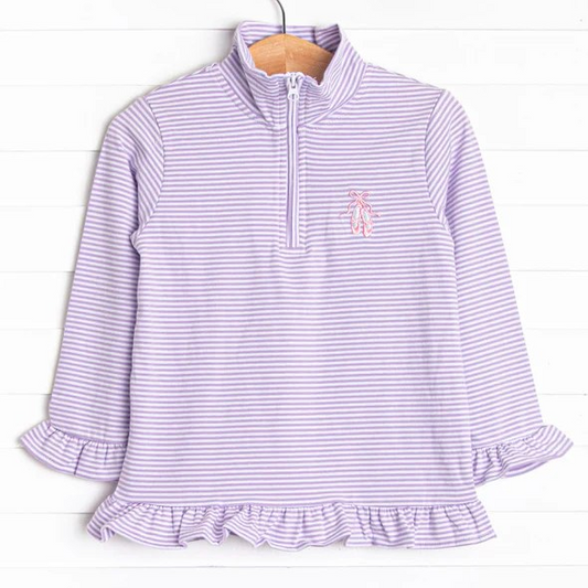 GT0887 Baby Girls Lavender Dance Shoes Long Sleeve Zip Pullovers Tops Preorder