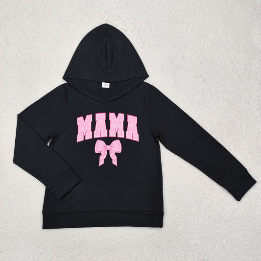 GT0901Long sleeves black Mama bow adult women hoodie