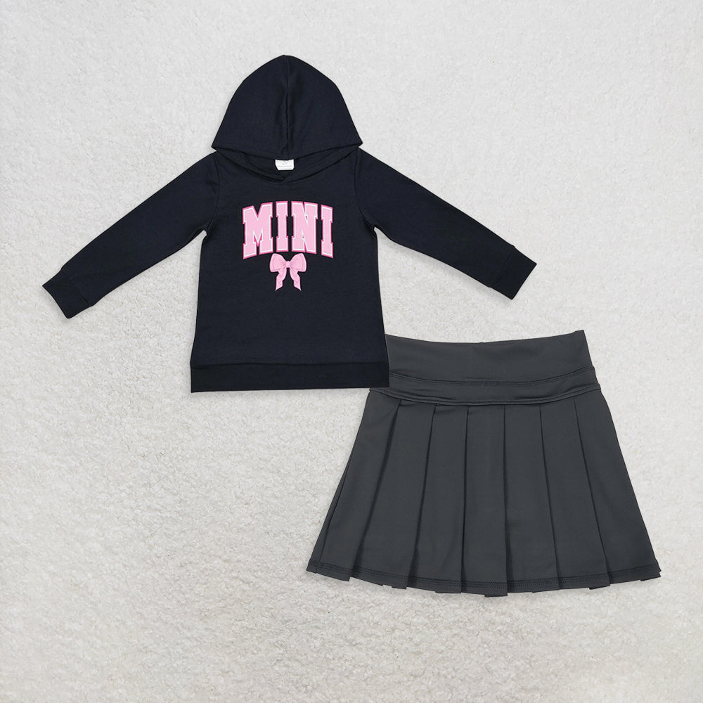 9.19 RTS NO MOQ （In stock）GT0902 + GLK0087 Baby Girls Hooded Tops Yoga Active Wear Pleated Skirts