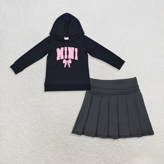 9.19 RTS NO MOQ （In stock）GT0902 + GLK0087 Baby Girls Hooded Tops Yoga Active Wear Pleated Skirts