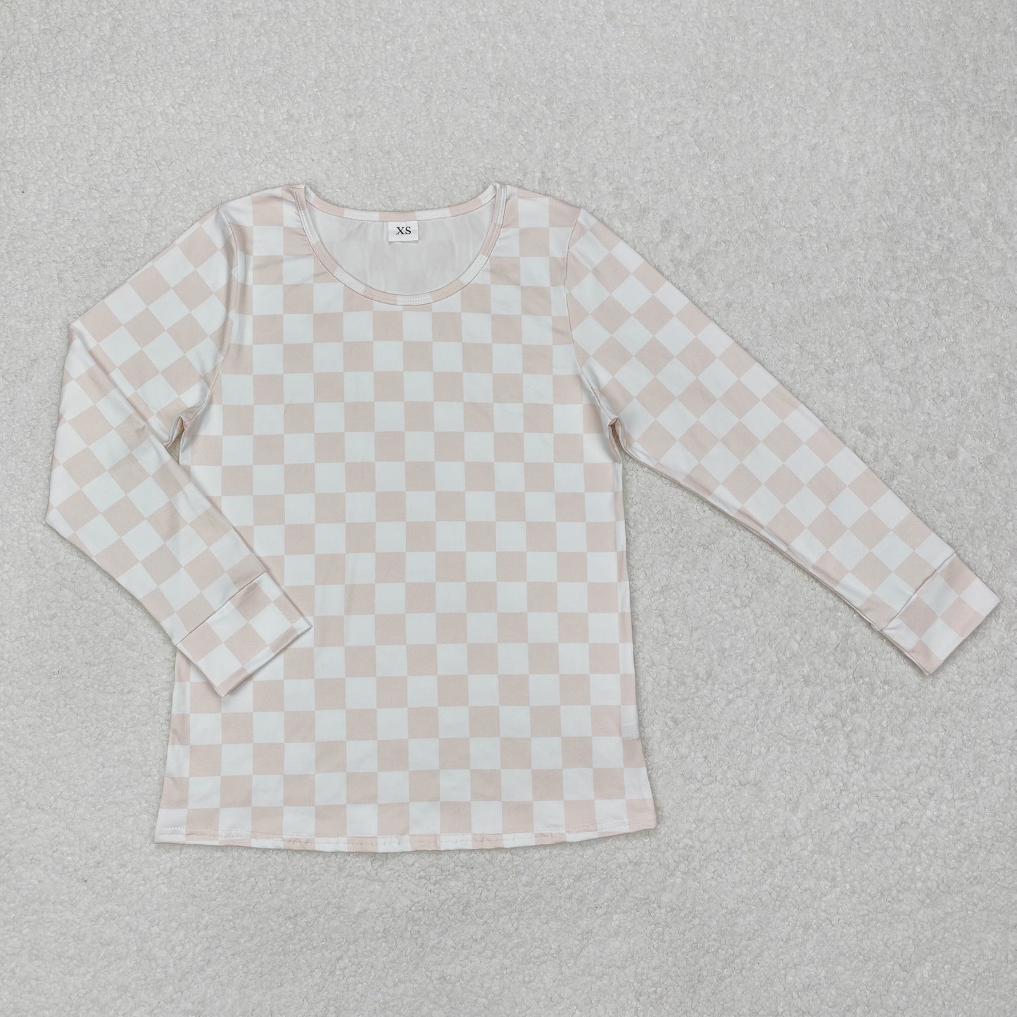 GT0906Khaki plaid long sleeves adult women sleepwear top