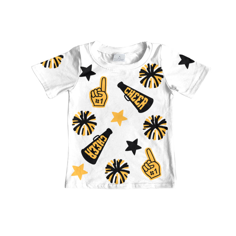 GT0939Short sleeves cheer gold kids girls team shirt