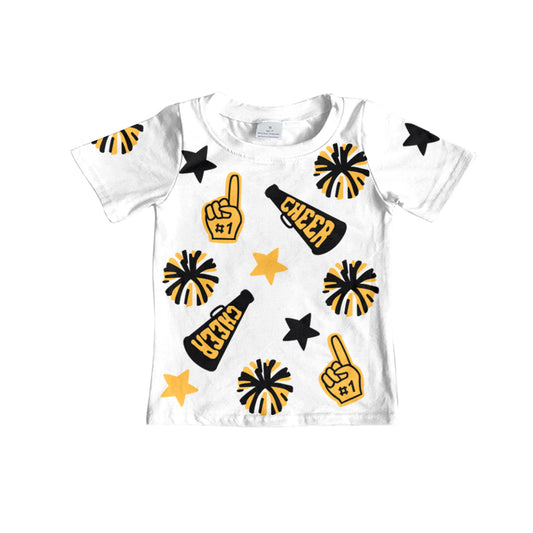 GT0939Short sleeves cheer gold kids girls team shirt