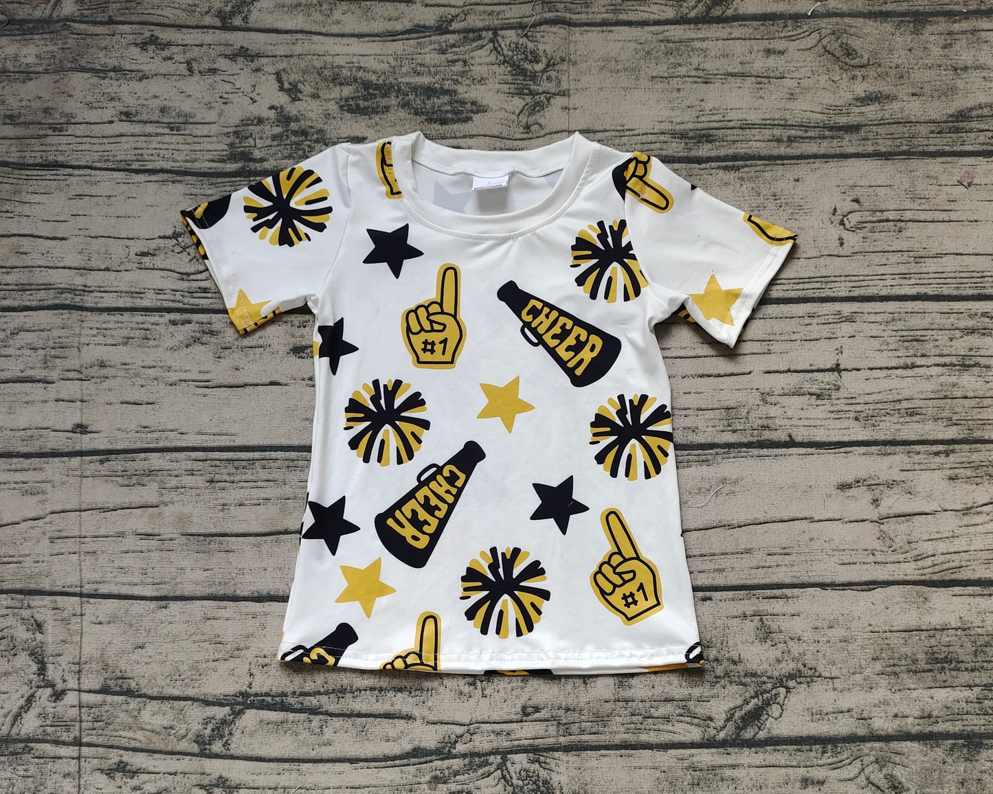 GT0939Gold Short Sleeve Cheerleader Shirt for Kids Girls Teamwear Comfortable Fit Cheerleading Top