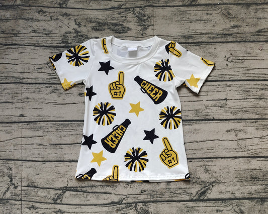 GT0939Gold Short Sleeve Cheerleader Shirt for Kids Girls Teamwear Comfortable Fit Cheerleading Top