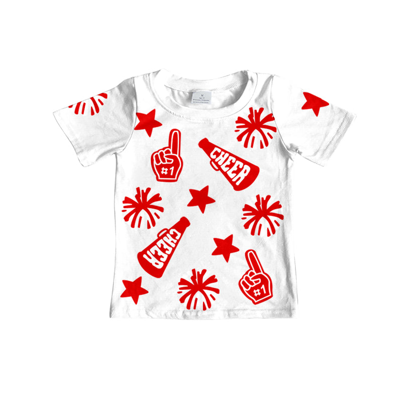 GT0940Short sleeves cheer red kids girls team shirt
