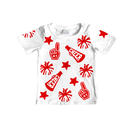 GT0940Short sleeves cheer red kids girls team shirt