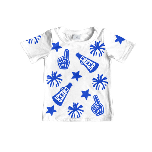GT0941Short sleeves cheer blue kids girls team shirt