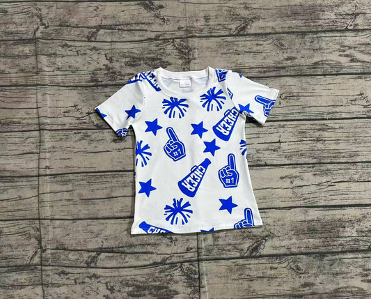 GT0941Short sleeves cheer blue kids girls team shirt