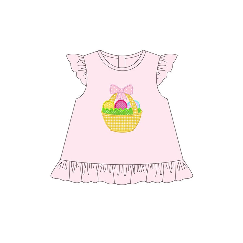Lavender flutter sleeves bunny carrot girls Easter shirt