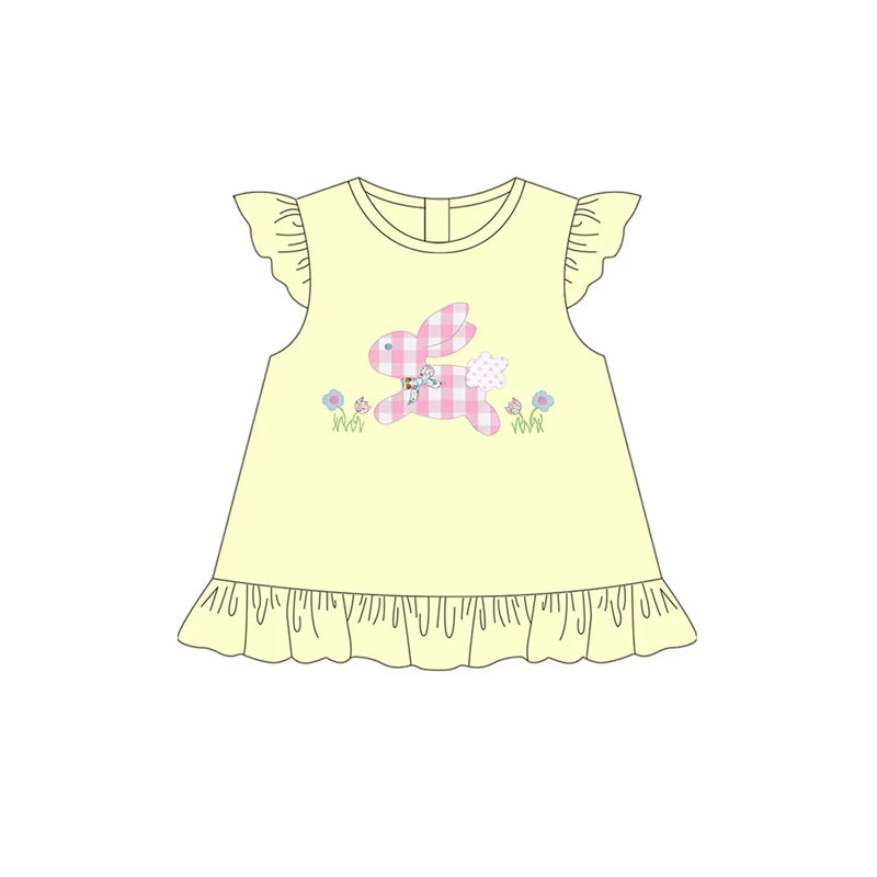 Lavender flutter sleeves bunny carrot girls Easter shirt