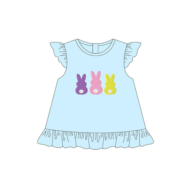 Lavender flutter sleeves bunny carrot girls Easter shirt