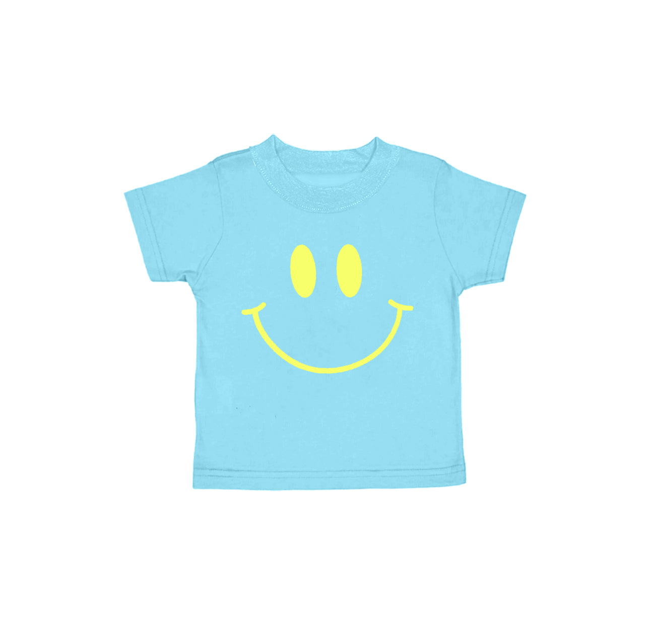GT0960Aqua Girls Summer Shirt with Smile Print Short Sleeve Casual Top for Kids