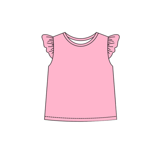 GT0964 Pre order  Baby Girls Pink Flutter Sleeves Tee Shirts Top