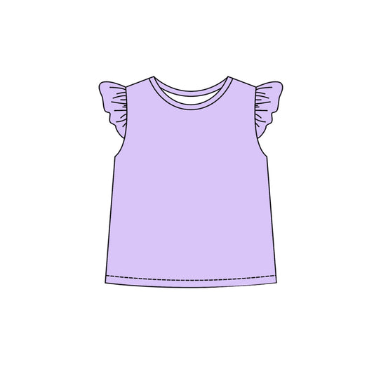 GT0966 Pre order  Baby Girls Purple Flutter Sleeves Tee Shirts Top