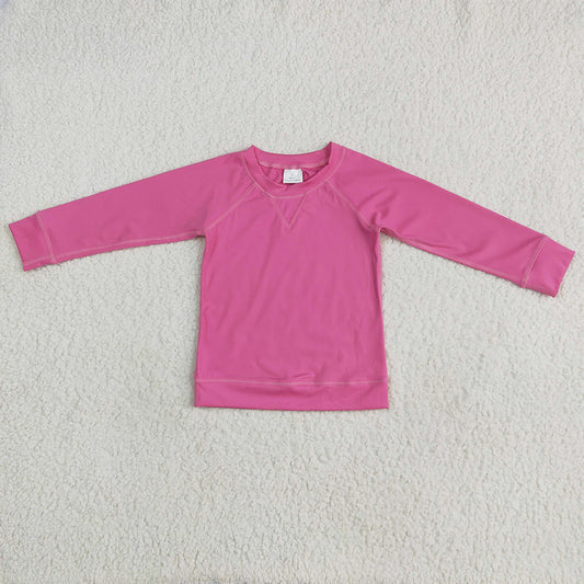 8.25  GT0968RTS NO MOQ Baby Girls Yoga Tops Baby Girls Hot Pink Long Sleeves Yoga Shirts Top