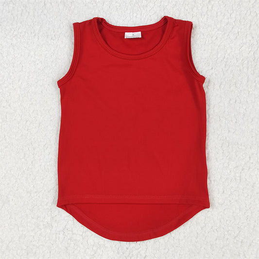 6.25  GT0981 RTS NO MOQ Baby Girls Summer Tops  Baby Girls Red Sleeveless Vests Top