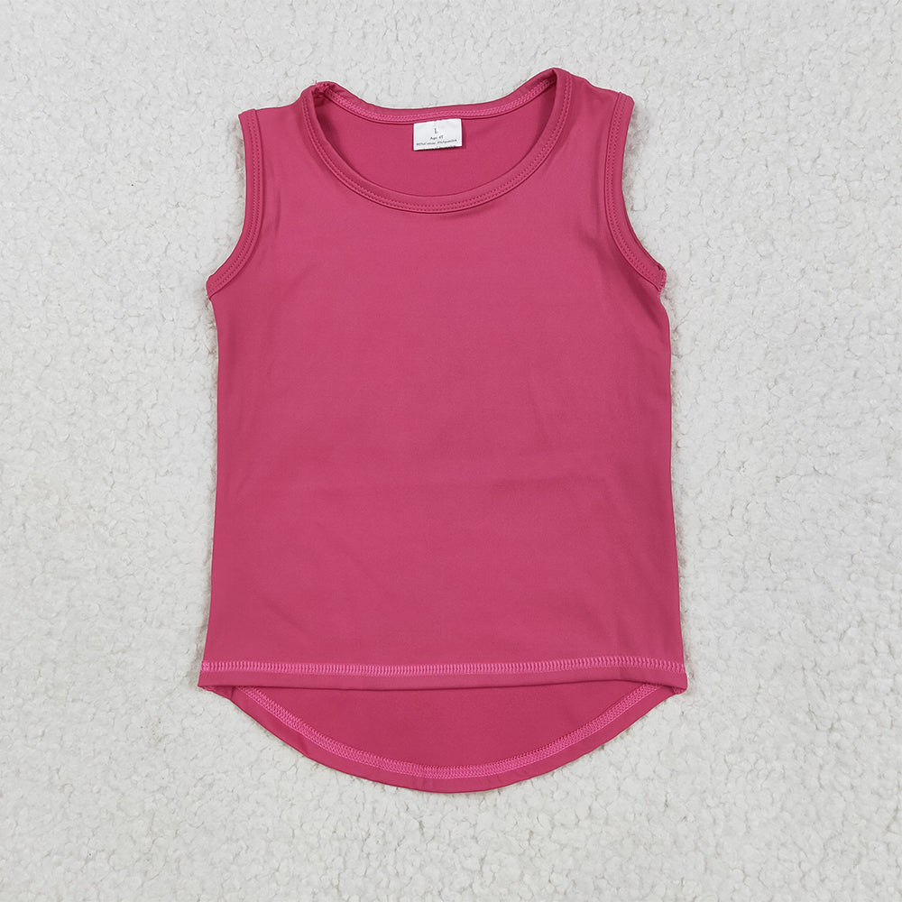6.25 GT0982RTS NO MOQ Baby Girls Summer Yoga Tank Top Baby Girls Hot Pink Sleeveless Vests Top