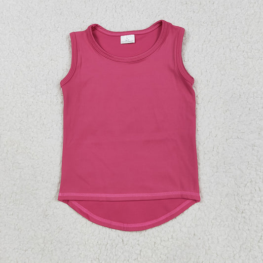 6.25 GT0982RTS NO MOQ Baby Girls Summer Yoga Tank Top Baby Girls Hot Pink Sleeveless Vests Top
