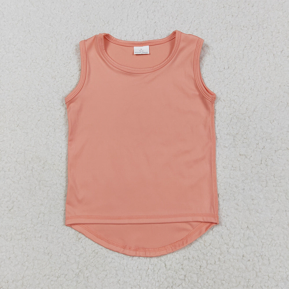 6.25 GT0984 RTS NO MOQ Baby Girls Summer Yoga Tops  Baby Girls Peach Sleeveless Vests Top