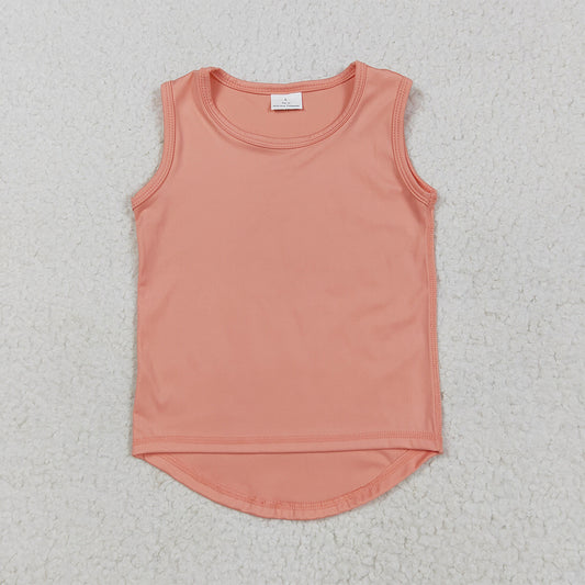 6.25 GT0984 RTS NO MOQ Baby Girls Summer Yoga Tops  Baby Girls Peach Sleeveless Vests Top