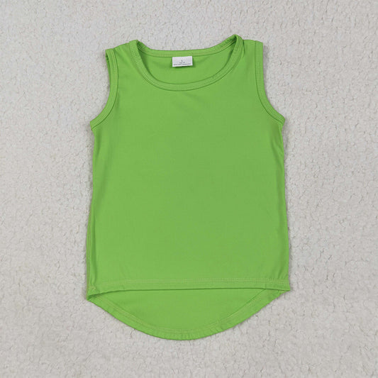 6.25  GT0985 RTS NO MOQ Baby Girls Summer Yoga Tops  Baby Girls Green Sleeveless Vests Top