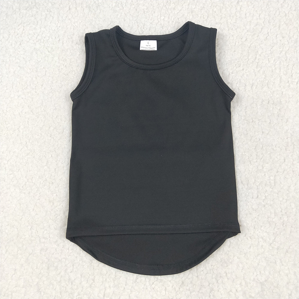 6.25 GT0987RTS NO MOQ Baby Girls Summer Yoga Tops  Baby Girls Black Sleeveless Vests Top