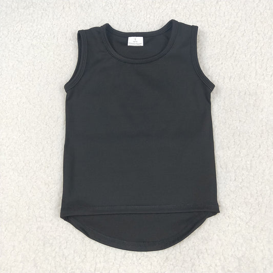 6.25 GT0987RTS NO MOQ Baby Girls Summer Yoga Tops  Baby Girls Black Sleeveless Vests Top