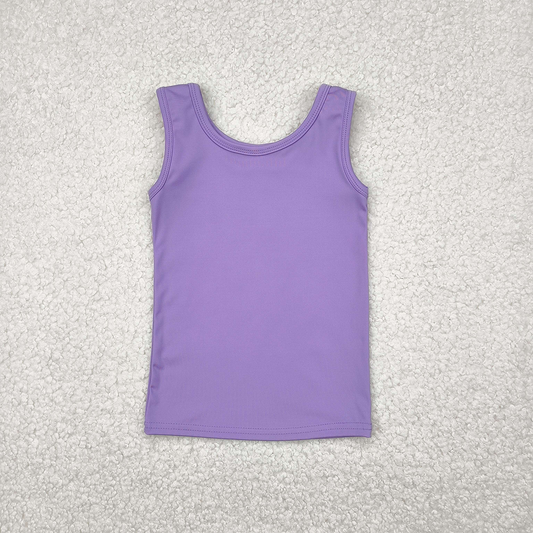 4.12 GT0990RTS NO MOQ Baby Girls Summer Yoga Tank Top Baby Girls violet Sleeveless Tank Active Top