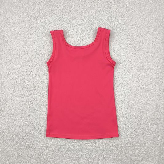 4.11 GT0991 RTS NO MOQ Baby Girls Summer Yoga Tank Top Baby Girls Hot Pink Sleeveless Tank Active Top