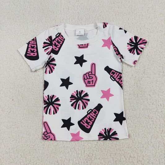 USA Shop (in stock) GT0994RTS NO MOQ  Baby Girls Summer Tops  toddler girl clothes cheer short Sleeve Top