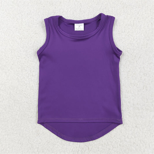 6.26    GT0996 RTS NO MOQ Baby Girls Summer Yoga Tank Top toddler girl clothes yoga purple Sleeveless vest Top