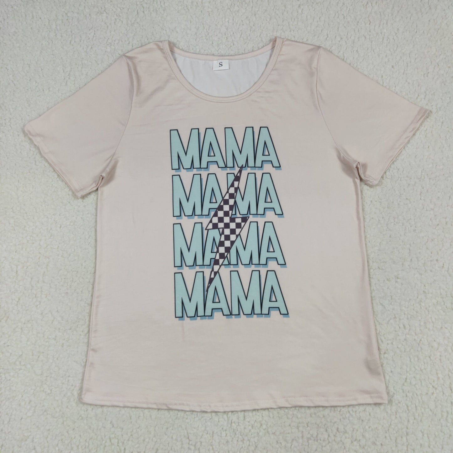 RTS NO MOQ （In stock） GT1019 Adult Women's Summer Tops Adult Women Short Sleeves MAMA Lightning Tee Shirts Tops